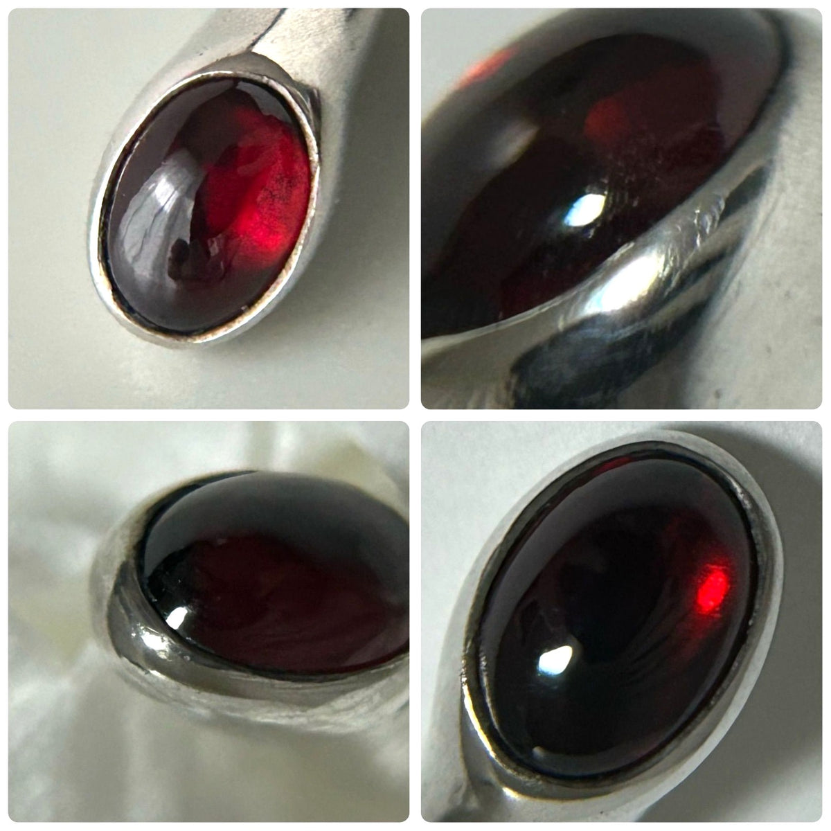 Georg Jensen Pendant Top Garnet Silver 925 Charm 0.8in Authentic Pre-Owned