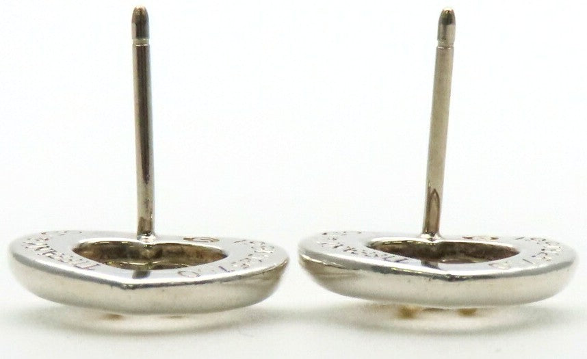 Tiffany & Co Heart Ribbon Earrings Silver 925 18K Gold Combo Studs 11mm Auth