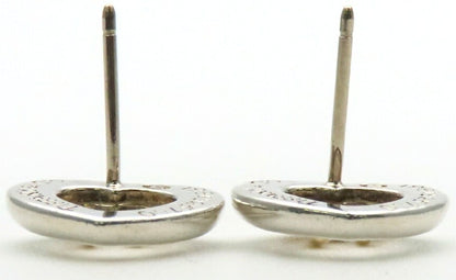 Tiffany & Co Heart Ribbon Earrings Silver 925 18K Gold Combo Studs 11mm Auth