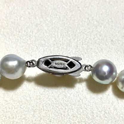 Akoya Pearl Necklace Blue Gray 9.0mm 37cm 14.6in Silver Clasp Certificate Japan