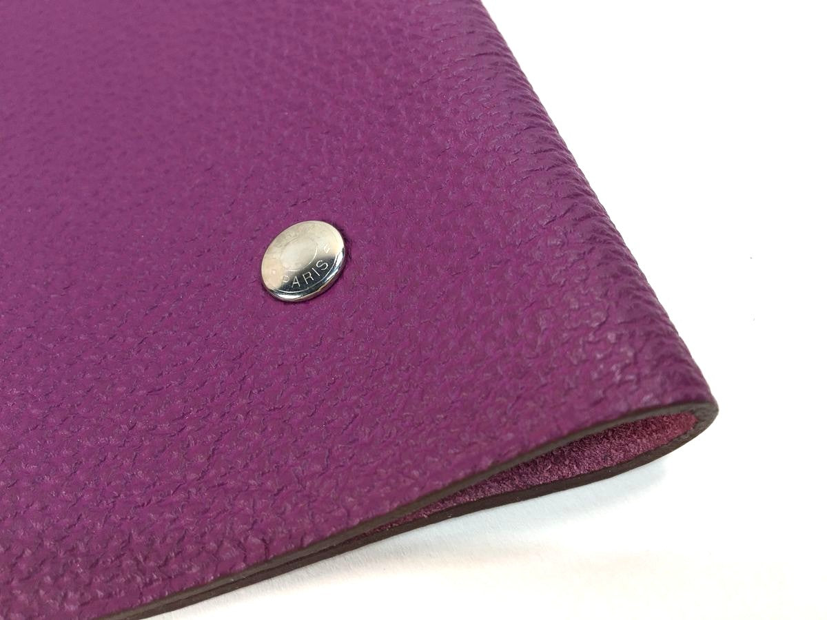 Hermes Ulysse PM Notebook Cover Raisin Togo Leather 13x15.5cm 5.1x6.1" Used