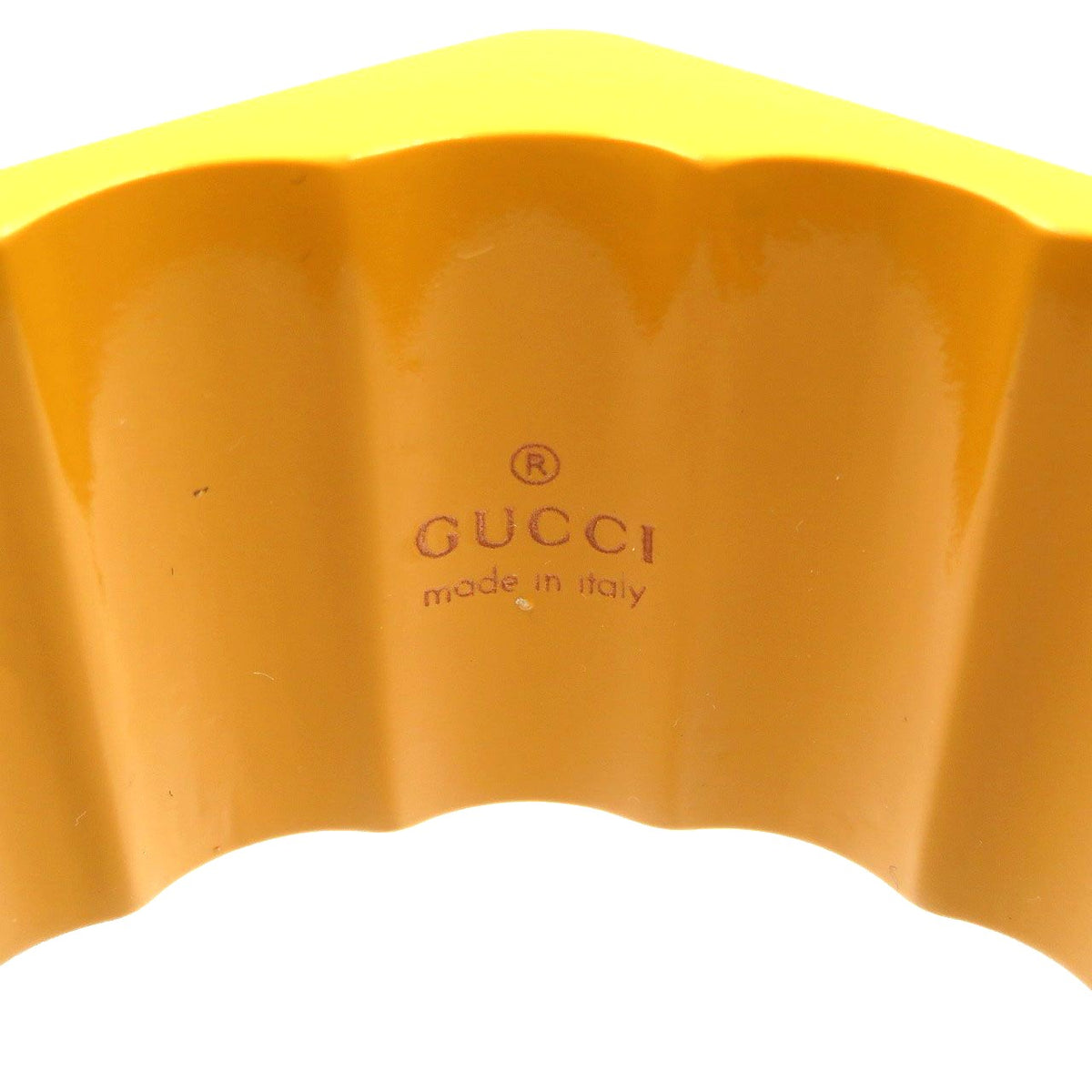 GUCCI Acrylic Geometric Bangle Bracelet Mustard Yellow 8.3in Italy Authentic