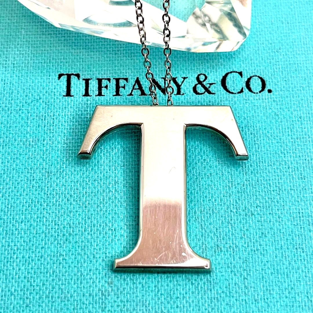 Tiffany & Co T Initial Letter Pendant Necklace Silver 925 Chain 20in Jewelry