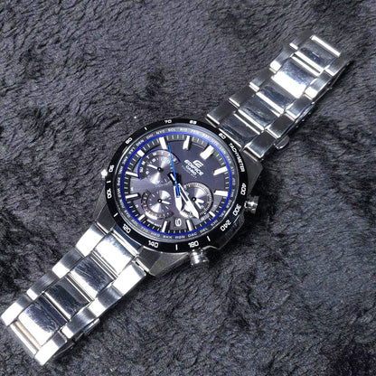 Casio Edifice EQW-T650 Solar Radio Wave Watch Black Stainless Steel 43mm Used