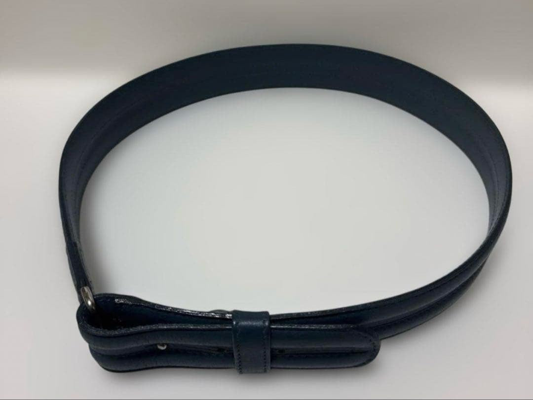 Chloé Kids Leather Belt Bow Buckle Peacock Blue 85cm 33.5in Authentic