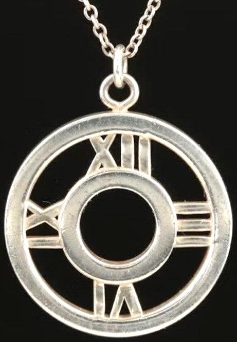 Tiffany & Co. Atlas Open Circle Pendant Necklace Silver 925 Chain 17.7in Authent