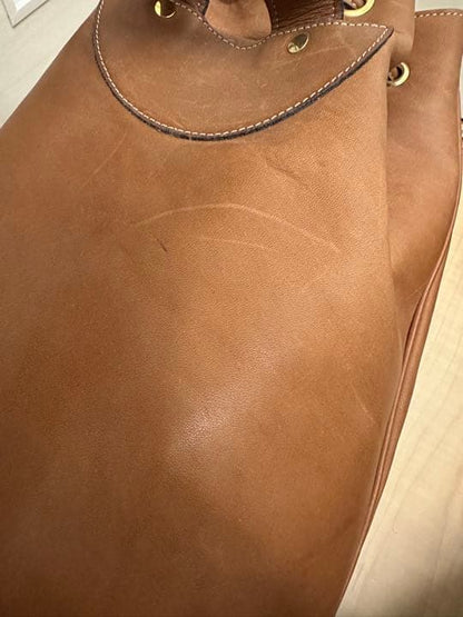 CAMPOMAGGI Leather Bucket Backpack Camel Tan Drawstring Italy Vintage Boho Bag