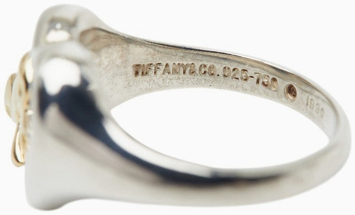 Tiffany & Co Heart Ribbon Ring SV925 Silver 18K Yellow Gold Size US5 EU50 Used