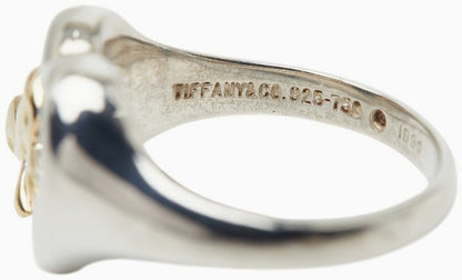 Tiffany & Co Heart Ribbon Ring SV925 Silver 18K Yellow Gold Size US5 EU50 Used