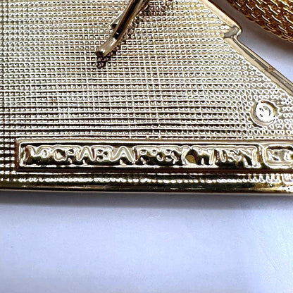 Michaela Frey Wien Enamel Pendant Necklace Blue Gold Mesh Chain 17.7in Austria