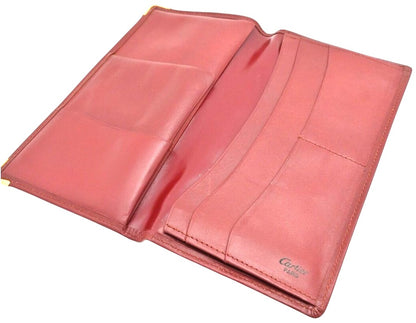 Cartier Must de Cartier Long Wallet Bordeaux Leather Gold HW 7.2x4.1x0.3" Auth