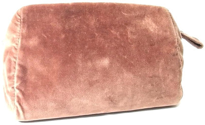 PRADA Velvet Pouch Clutch Bag Dark Brown Large Cosmetic Case 8.7x4.3x3.1in.