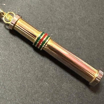 GUCCI Old Gucci Perfume Bottle Atomizer Necklace GP Gold Green Red Sherry Line