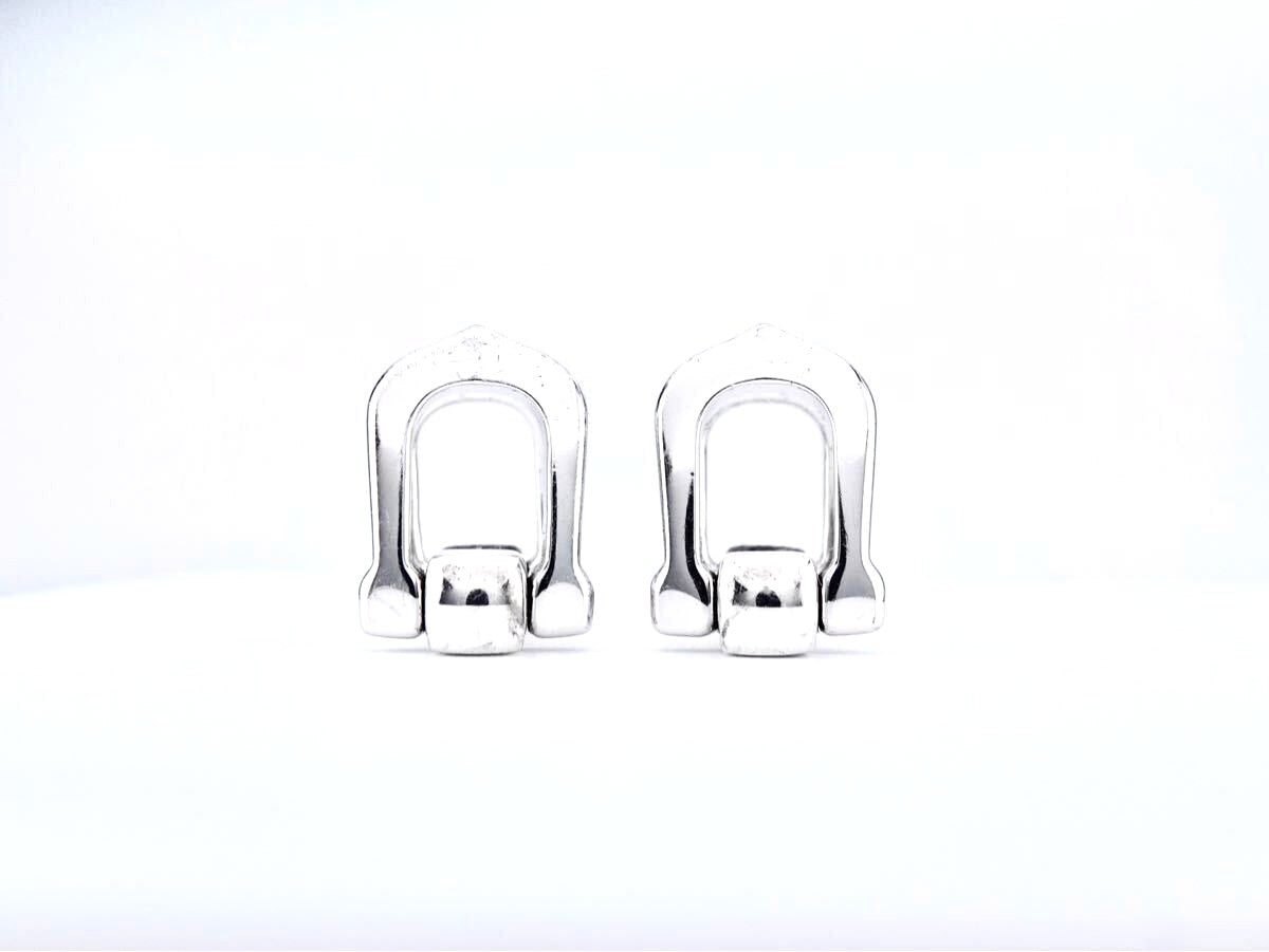 Cartier Long C Shape Decor Cufflinks Silver 925 Authentic Men Japan Used Cuffs