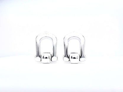 Cartier Long C Shape Decor Cufflinks Silver 925 Authentic Men Japan Used Cuffs