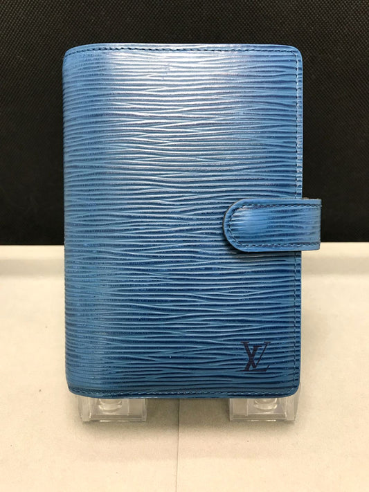 Louis Vuitton Agenda PM Notebook Cover Epi Leather Blue Gold HW 10x14.3cm Spain