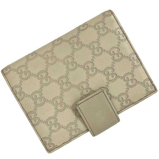 GUCCI Shima Line Agenda Cover 6-Ring System Notebook Beige White Leather Italy