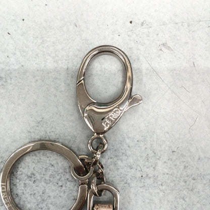 FENDI Monster Eyes Bag Charm Keyring Pink Saffiano Leather Silver HW Italy