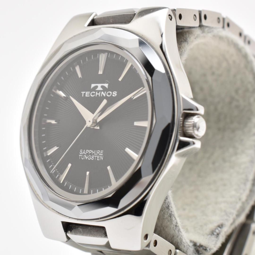 TECHNOS T9B86 Black Dial Sapphire Glass Tungsten Bezel Quarts Watch Men Working