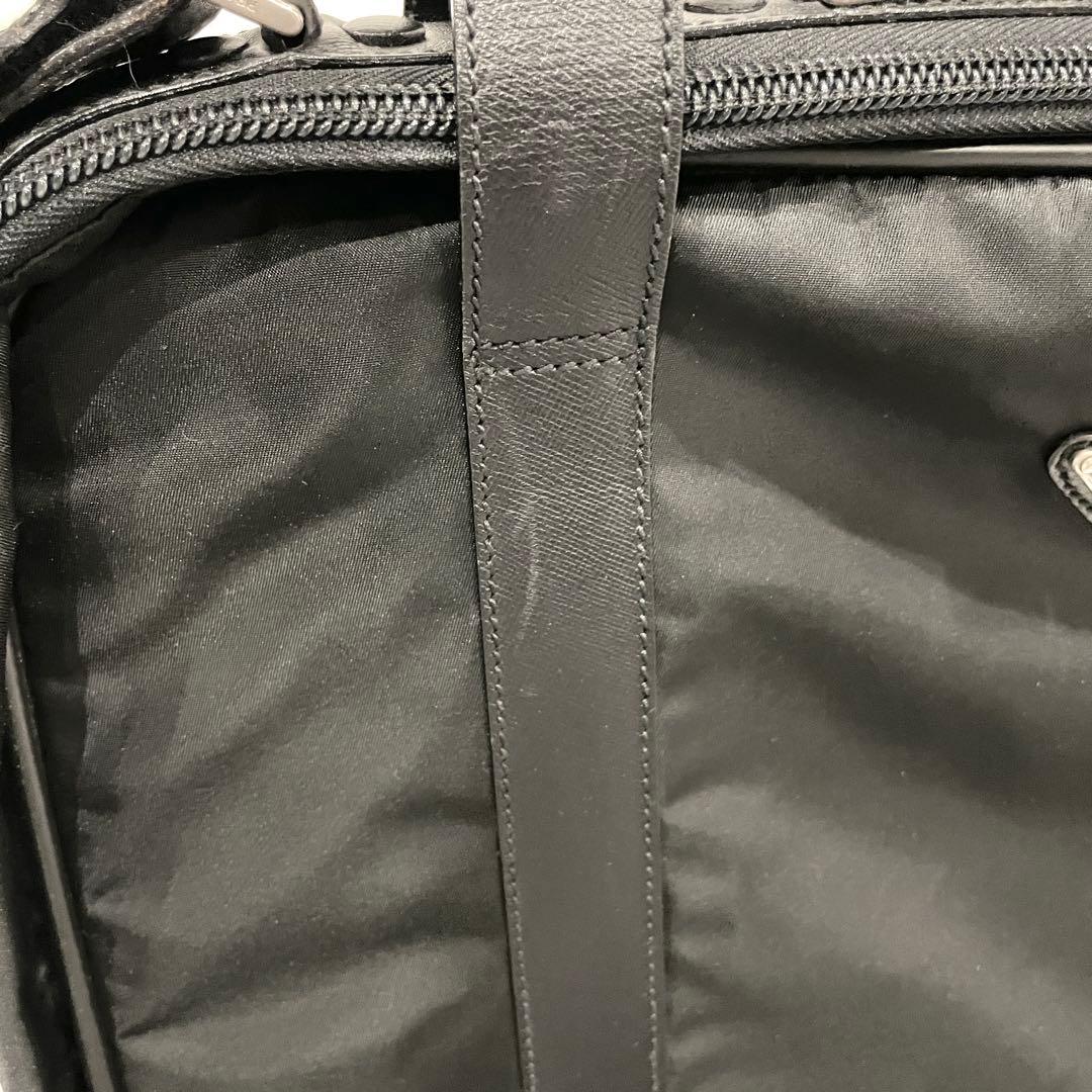 PRADA Nylon Saffiano Briefcase Business Bag Black Triangle Logo 2way Shoulder