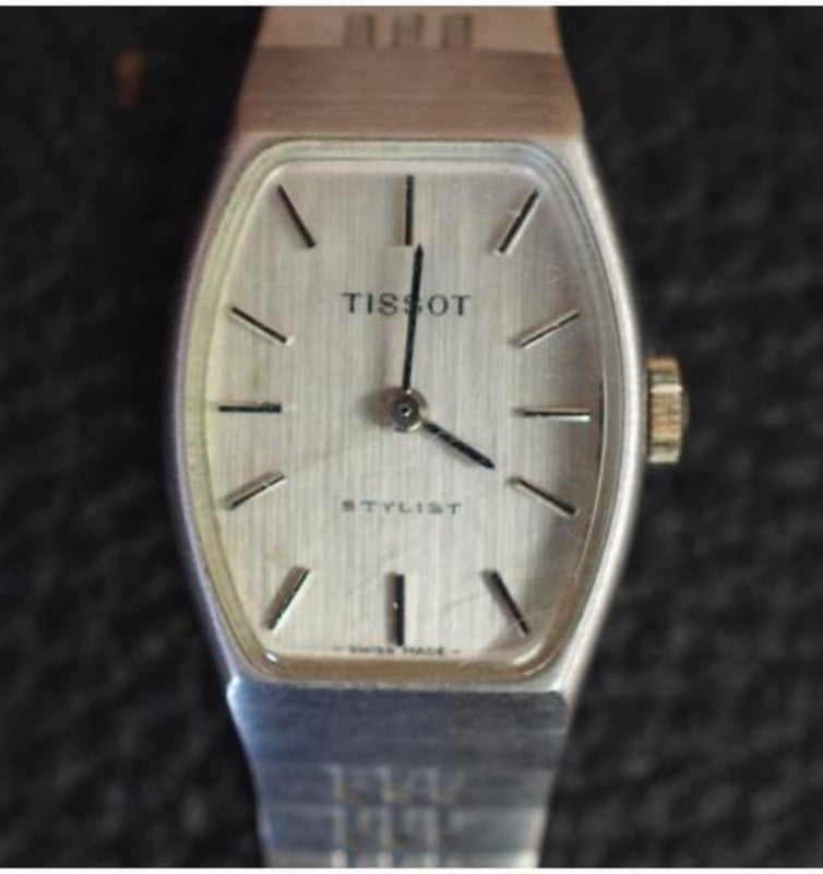 TISSOT Stylist Vintage Hand-Winding Bracelet Watch Silver SS Ladies Swiss Made
