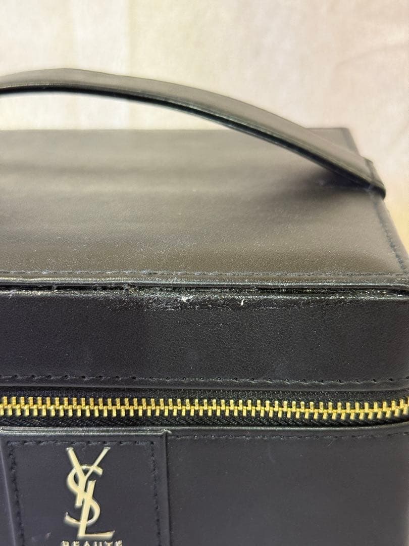 Yves Saint Laurent YSL Beaute Black Gold Tone Vanity Pouch Cosmetic Pouch