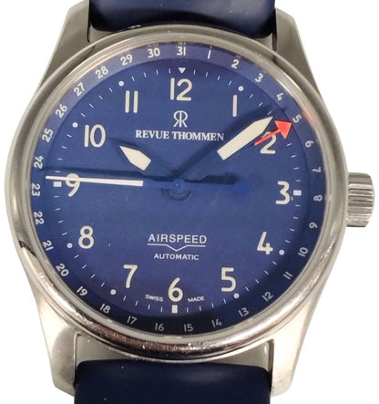 Revue Thommen Airspeed Automatic Men Watch Blue Dial Silver SS Swiss 31x39mm