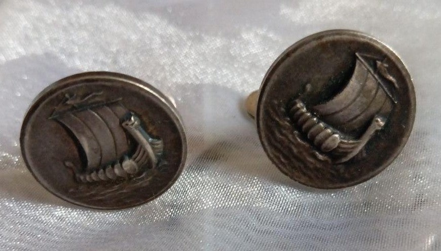 Georg Jensen Vintage Viking Ship Cufflinks Sterling Silver 925 Denmark Men