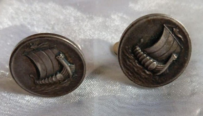 Georg Jensen Vintage Viking Ship Cufflinks Sterling Silver 925 Denmark Men