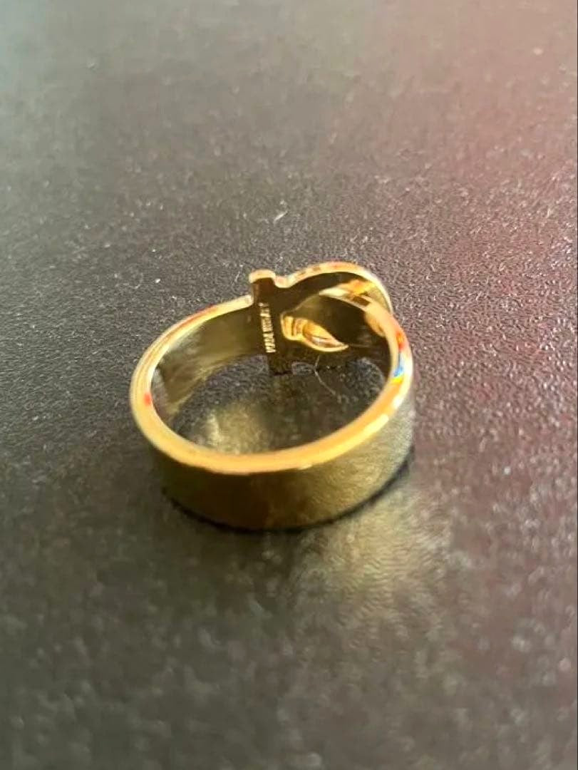 Salvatore Ferragamo Scarf Ring Gancini Gold Tone Metal Scarf Clip Italy Unused