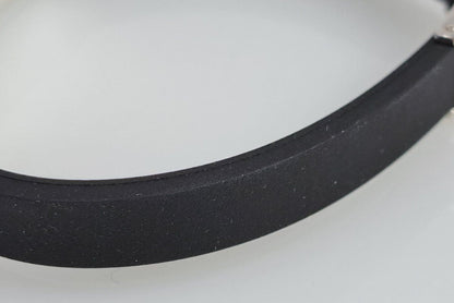 GUCCI Plate Rubber Bracelet Bangle Silver 925 Black 7.5in Authentic Unisex