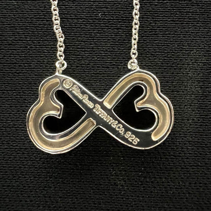 TIFFANY & CO Double Loving Heart Necklace Paloma Picasso Sterling Silver SV925