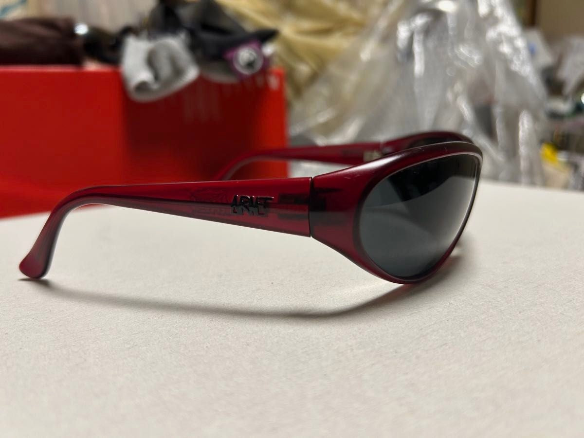 Arnette Raven Vintage Sunglasses Red Wine Oval Frame Gray Lens Mens Womens 90s