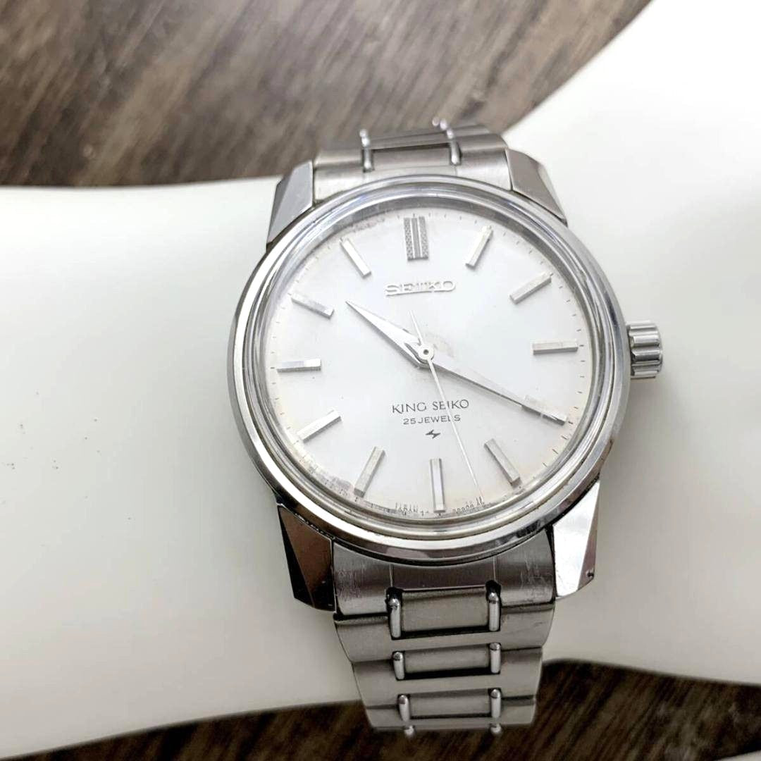 King Seiko 44-9990 25 Jewels Manual Wind Mens Silver Dial SS Vintage Watch Used