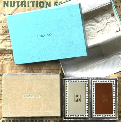 Tiffany & Co Monogram CSM Playing Cards Double Deck Set Cream Brown VTG Unused