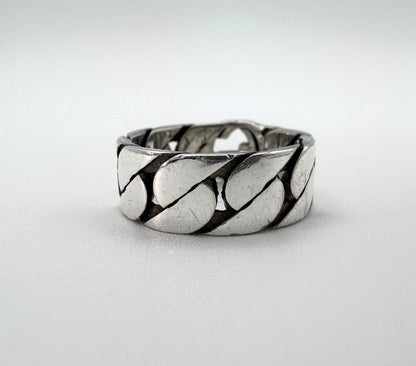 GUCCI Interlocking G Gourmette Chain Ring Silver 925 US 10 / EU 62 Auth Used