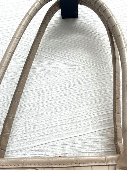 LONGCHAMP Roseau Tote Bag Beige Embossed Leather Shoulder Handbag 13.8x10.2x4.3"