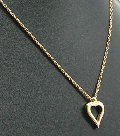 Christian Dior Open Heart Pendant Necklace Gold Tone Chain Authentic Vintage