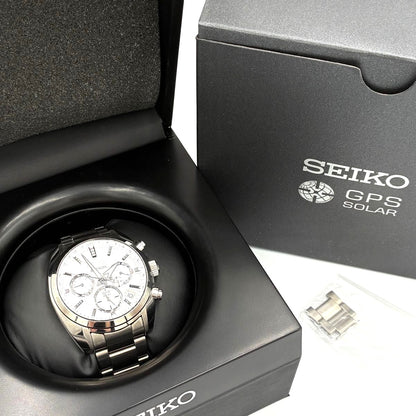 SEIKO Astron SBXC047 5X53 GPS Solar Watch Silver Stainless Steel 41mm Japan Used