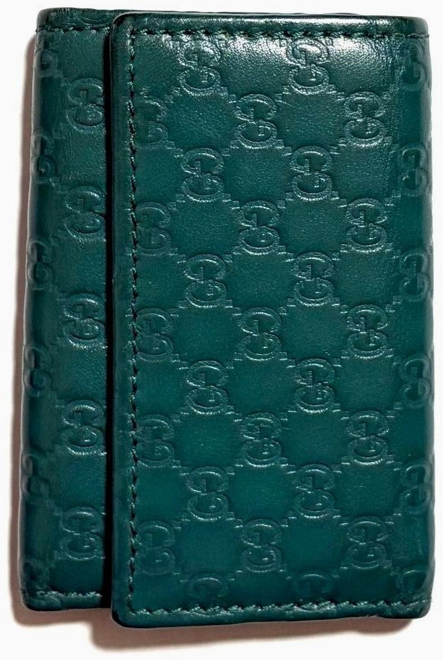 GUCCI Microguccissima GG 6-Hook Key Case Holder Green Leather Italy Authentic