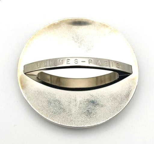 HERMES Scarf Ring Chaine d'Ancre Orange Silver Tone Metal 6cm 2.4in Vintage