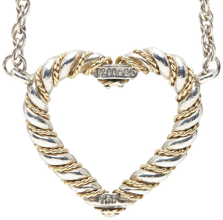 TIFFANY & Co. Twist Heart Necklace SV925 Silver K18YG Gold 48cm 18.9" Used