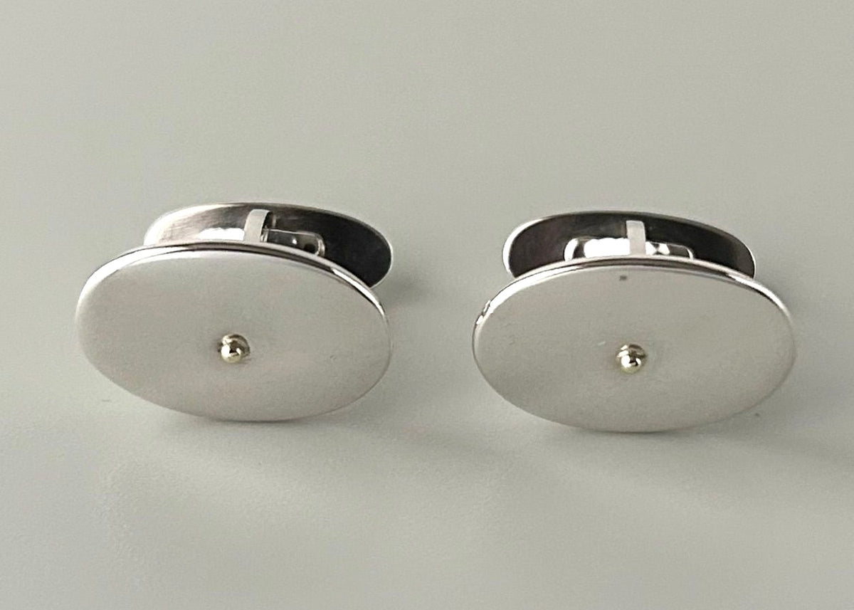 Georg Jensen Cufflinks Model 200 Sterling Silver 925 Oval Mens Denmark Vintage