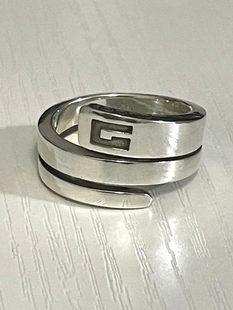 Gucci Sterling Silver 925 G Logo Spiral Snake Ring Size 61 US 9.5