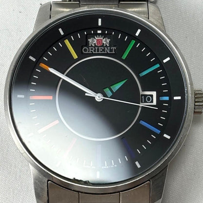 ORIENT Rainbow Disk Automatic Watch Black Dial Date Skeleton Caseback Steel