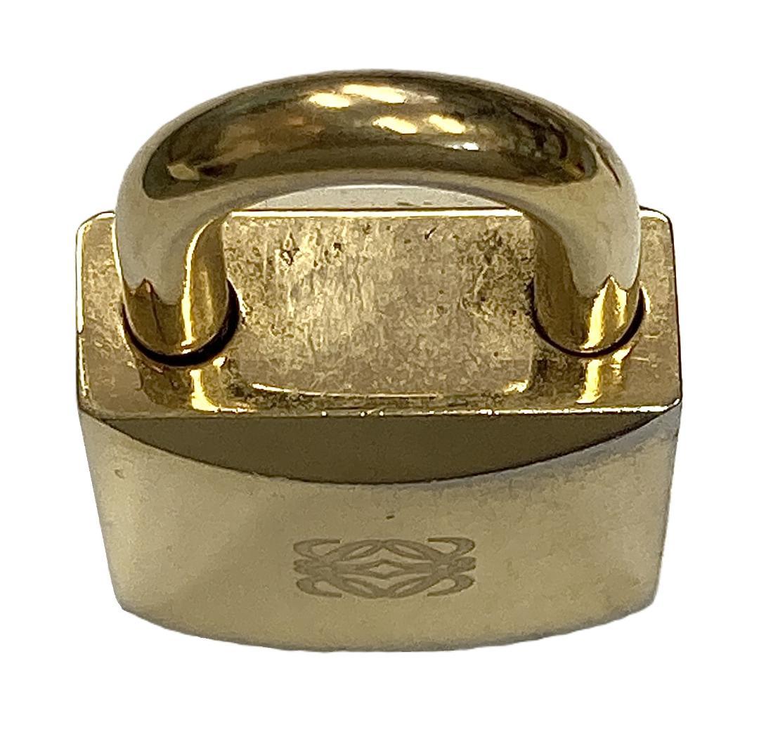 Loewe Cadena Padlock Key Clochette Gold Tone Bag Charm 3.7x2x1 cm 1.5x0.8x0.4"