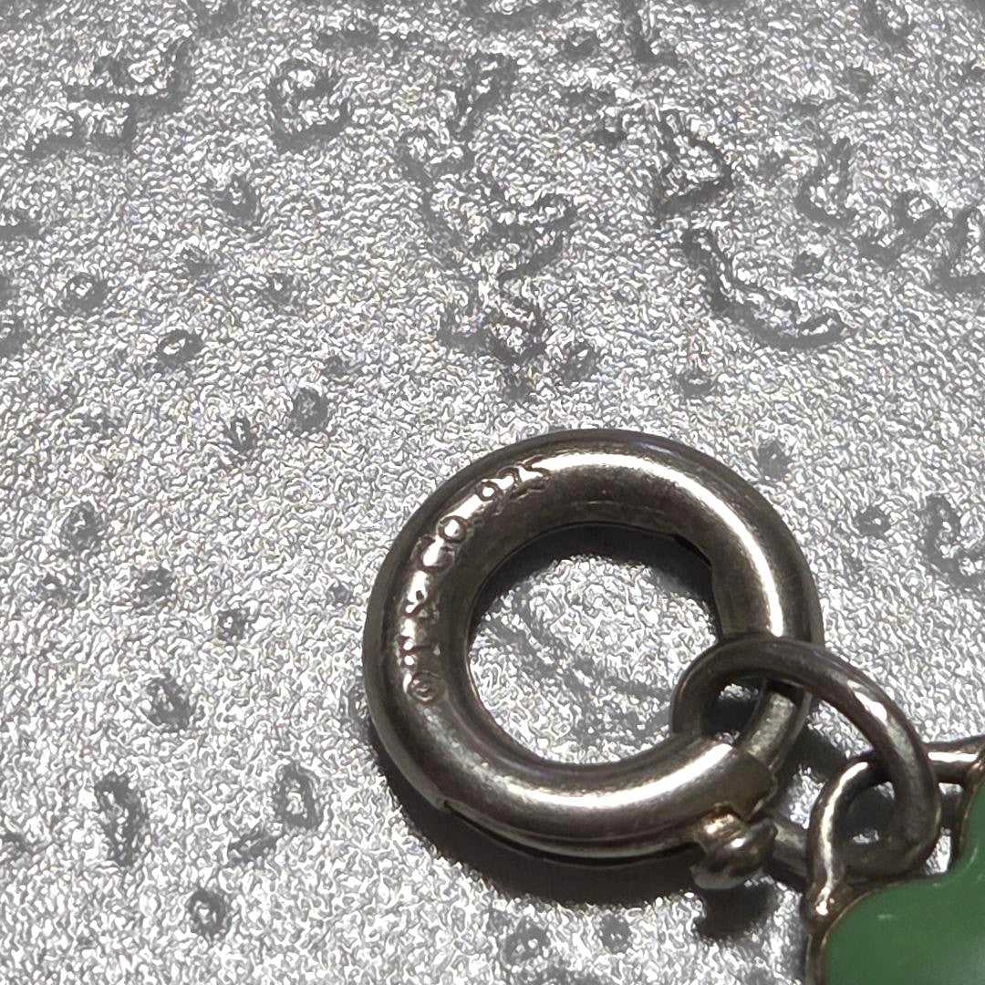 Tiffany & Co Key Charm Pendant Top Silver 925 Green Heart Enamel Sterling 3.5cm