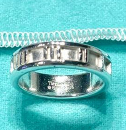 Tiffany & Co. Atlas Band Ring Sterling Silver 925 US6 EU51 Authentic 1995