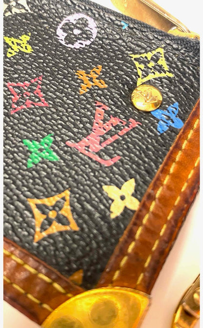 Louis Vuitton M92654 Monogram Multicolor Pochette Cles Coin Case Noir Black