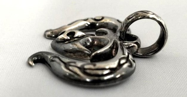 A&G 925 Sterling Silver Tribal Skull Heart Pendant Top Charm Width 4 cm 1.6"